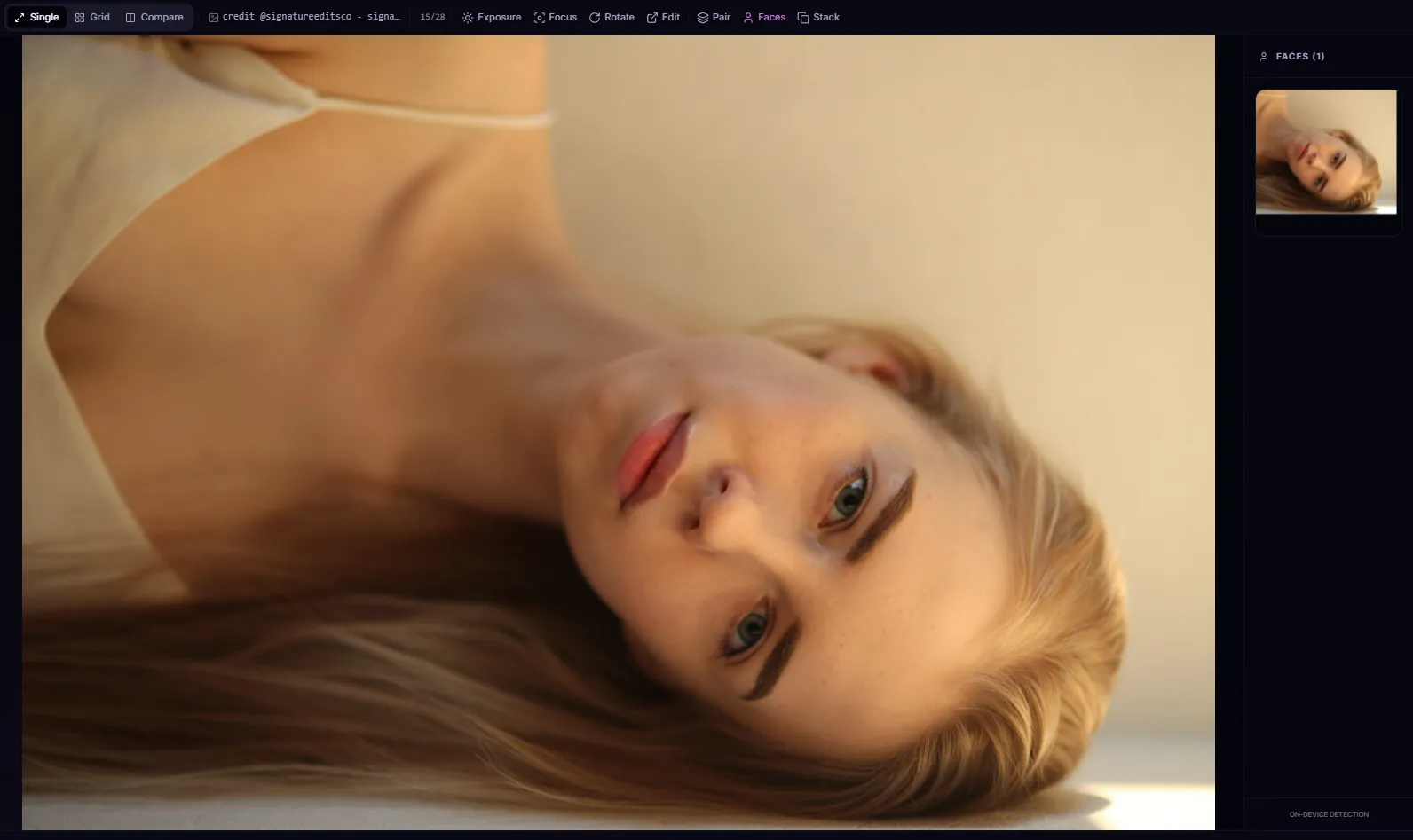 AI Face Detection panel showing cropped face previews